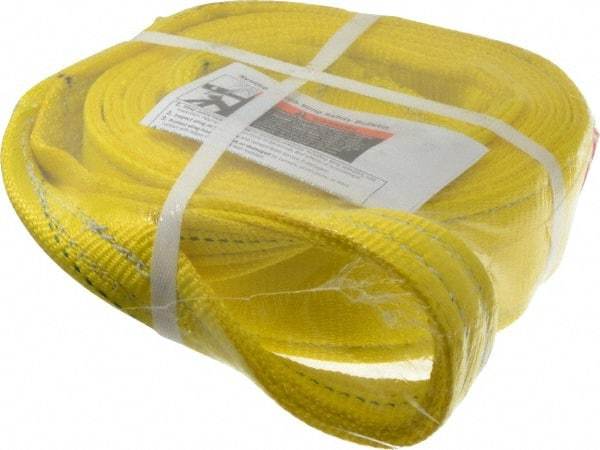 Lift-All - 12' Long x 3" Wide, 8,600 Lb Vertical Capacity, 2 Ply, Polyester Web Sling - 6,900 Lb Choker Capacity, Yellow - Exact Tool & Supply