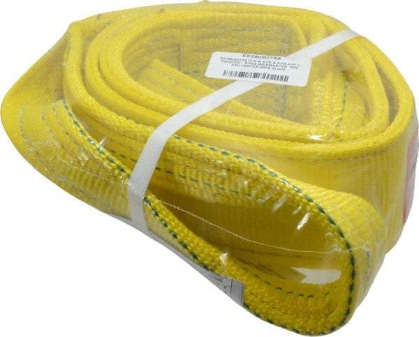 Lift-All - 6' Long x 3" Wide, 8,600 Lb Vertical Capacity, 2 Ply, Polyester Web Sling - 6,900 Lb Choker Capacity, Yellow - Exact Tool & Supply
