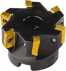Seco - 8 Inserts, 100mm Cut Diam, 32mm Arbor Diam, 15mm Max Depth of Cut, Indexable Square-Shoulder Face Mill - 90° Lead Angle, 50mm High, AP.. 1604 Insert Compatibility - Exact Tool & Supply