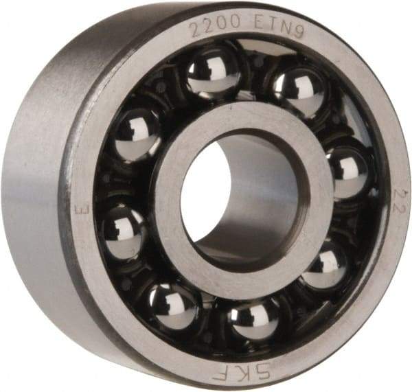 SKF - 10mm Bore Diam, 30mm OD, Open Self Aligning Radial Ball Bearing - 14mm Wide, 2 Rows, Round Bore, 389 Lb Static Capacity, 1,810 Lb Dynamic Capacity - Exact Tool & Supply
