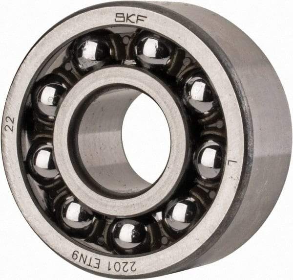 SKF - 12mm Bore Diam, 32mm OD, Open Self Aligning Radial Ball Bearing - 14mm Wide, 2 Rows, Round Bore, 427 Lb Static Capacity, 1,920 Lb Dynamic Capacity - Exact Tool & Supply