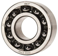 SKF - 15mm Bore Diam, 35mm OD, Open Self Aligning Radial Ball Bearing - 14mm Wide, 2 Rows, Round Bore, 459 Lb Static Capacity, 1,960 Lb Dynamic Capacity - Exact Tool & Supply