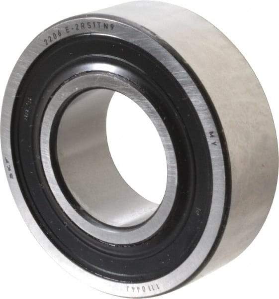 SKF - 30mm Bore Diam, 62mm OD, Double Seal Self Aligning Radial Ball Bearing - 20mm Wide, 2 Rows, Round Bore, 1,510 Lb Static Capacity, 5,350 Lb Dynamic Capacity - Exact Tool & Supply