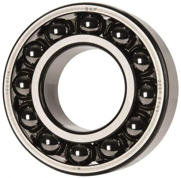SKF - 35mm Bore Diam, 72mm OD, Open Self Aligning Radial Ball Bearing - 23mm Wide, 2 Rows, Round Bore, 1,980 Lb Static Capacity, 6,900 Lb Dynamic Capacity - Exact Tool & Supply