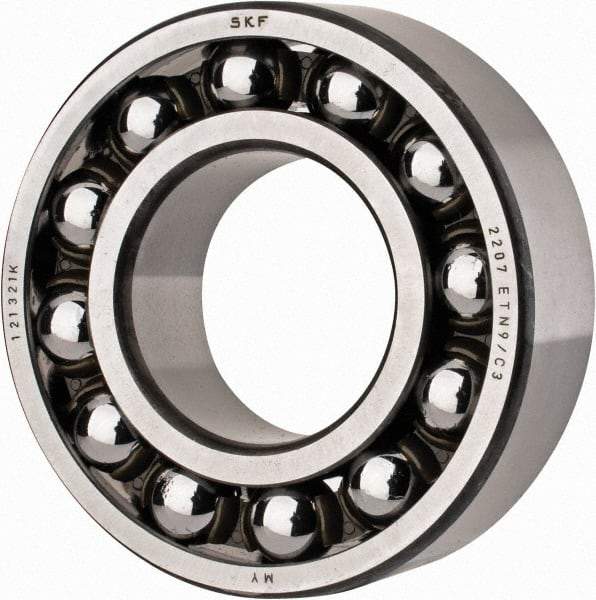 SKF - 35mm Bore Diam, 72mm OD, Open Self Aligning Radial Ball Bearing - 23mm Wide, 2 Rows, Round Bore, 1,980 Lb Static Capacity, 6,900 Lb Dynamic Capacity - Exact Tool & Supply