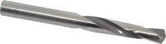 CJT - 0.257" 135° Spiral Flute Carbide-Tipped Screw Machine Drill Bit - Bright Finish, Right Hand Cut, 1-1/2" Flute Length, 2-11/16" OAL, Faceted Split Point, Straight Shank - Exact Tool & Supply