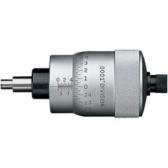 Starrett - 1 Inch, 2-1/16 Inch Plain Thimble, 5/16 Inch Diameter x 1-7/16 Inch Long Spindle, Mechanical Micrometer Head - Exact Tool & Supply