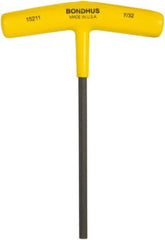 Bondhus - 1/4" Hex, T-Handle Cushion Grip, Hex Key - 6" OAL, Protanium High Torque Steel, Inch System of Measurement - Exact Tool & Supply