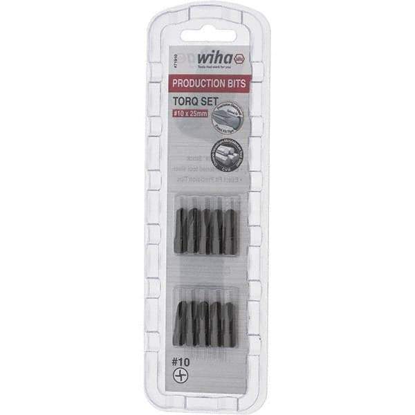Wiha - 1/4" Drive, #10 Torq-Set Screwdriver Bit - 1" OAL - Exact Tool & Supply