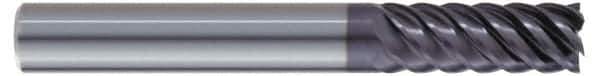 Kennametal - 3/8", 15/16" LOC, 3/8" Shank Diam, 4" OAL, 5 Flute, Solid Carbide Square End Mill - Single End, AlTiN Finish, Spiral Flute, 50° Helix, Centercutting, Right Hand Cut, Right Hand Flute, Series HPRDM - Exact Tool & Supply