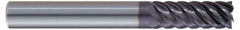 Kennametal - 3/8", 15/16" LOC, 3/8" Shank Diam, 4" OAL, 5 Flute, Solid Carbide Square End Mill - Single End, AlTiN Finish, Spiral Flute, 50° Helix, Centercutting, Right Hand Cut, Right Hand Flute, Series HPRDM - Exact Tool & Supply