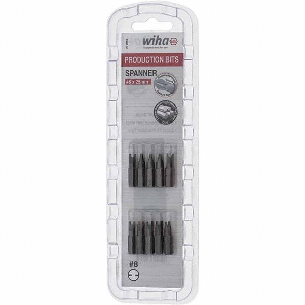 Wiha - 1/4" Drive, #8 Spanner Screwdriver Bit - 1" OAL - Exact Tool & Supply