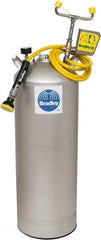Bradley - 15 Gallon, 0.4 GPM Flow Rate at 30 PSI, Pressurized with Drench Hose Stainless Steel, Portable Eye Wash Station - 18 Min Duration, 12-1/4 Inch Wide x 30-3/8 Inch High - Exact Tool & Supply