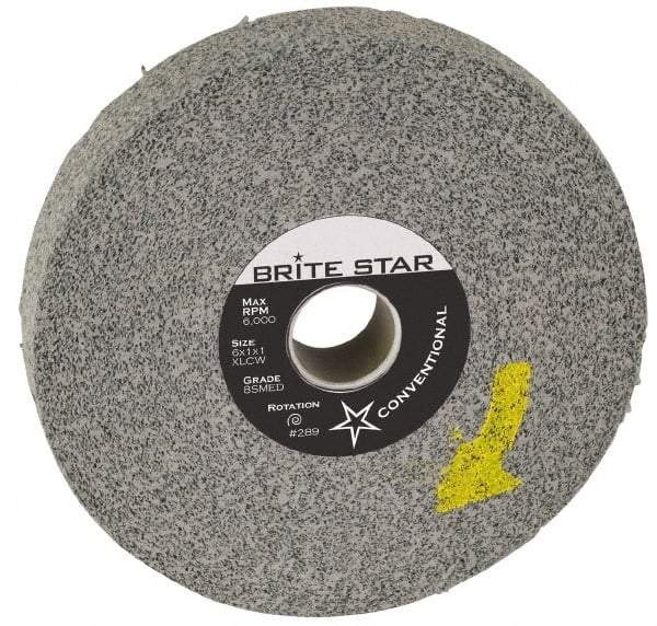 Brite Star - 12" Diam, 1" Face Width, 5" Center Hole, Fine Grade, Silicon Carbide Deburring Wheel - Convolute, Medium Density 7 Grade, 3,000 RPM - Exact Tool & Supply
