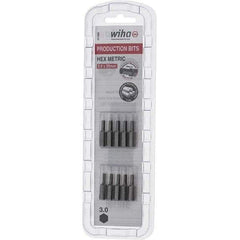 Wiha - 3mm Hex Screwdriver Bit - 1/4" Drive, 1" OAL - Exact Tool & Supply