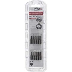 Wiha - 4mm Hex Screwdriver Bit - 1/4" Drive, 1" OAL - Exact Tool & Supply