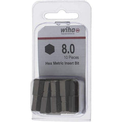 Wiha - 8mm Hex Screwdriver Bit - 1/4" Drive, 1" OAL - Exact Tool & Supply