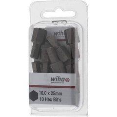 Wiha - 10mm Hex Screwdriver Bit - 1/4" Drive, 1" OAL - Exact Tool & Supply
