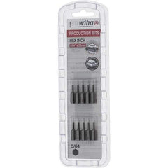 Wiha - 0.078" Hex Screwdriver Bit - 1/4" Drive, 1" OAL - Exact Tool & Supply