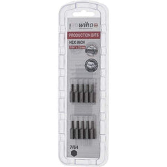 Wiha - 0.109" Hex Screwdriver Bit - 1/4" Drive, 1" OAL - Exact Tool & Supply