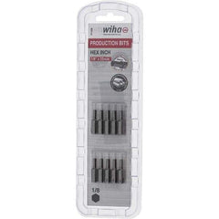 Wiha - 1/8" Hex Screwdriver Bit - 1/4" Drive, 1" OAL - Exact Tool & Supply