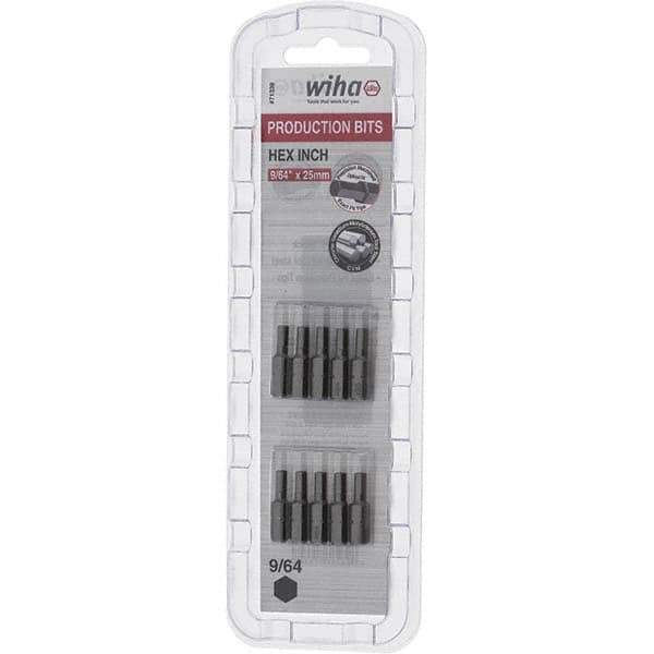 Wiha - 0.14" Hex Screwdriver Bit - 1/4" Drive, 1" OAL - Exact Tool & Supply