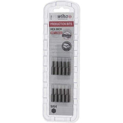 Wiha - 0.14" Hex Screwdriver Bit - 1/4" Drive, 1" OAL - Exact Tool & Supply