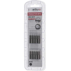 Wiha - 0.187" Hex Screwdriver Bit - 1/4" Drive, 1" OAL - Exact Tool & Supply