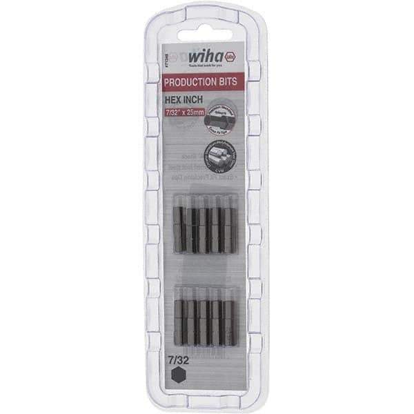 Wiha - 0.218" Hex Screwdriver Bit - 1/4" Drive, 1" OAL - Exact Tool & Supply