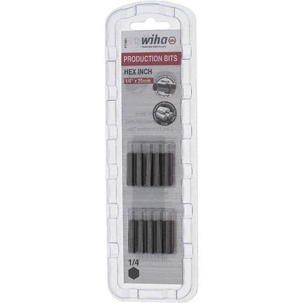 Wiha - 1/4" Hex Screwdriver Bit - 1/4" Drive, 1" OAL - Exact Tool & Supply