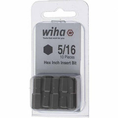 Wiha - 0.312" Hex Screwdriver Bit - 1/4" Drive, 1" OAL - Exact Tool & Supply