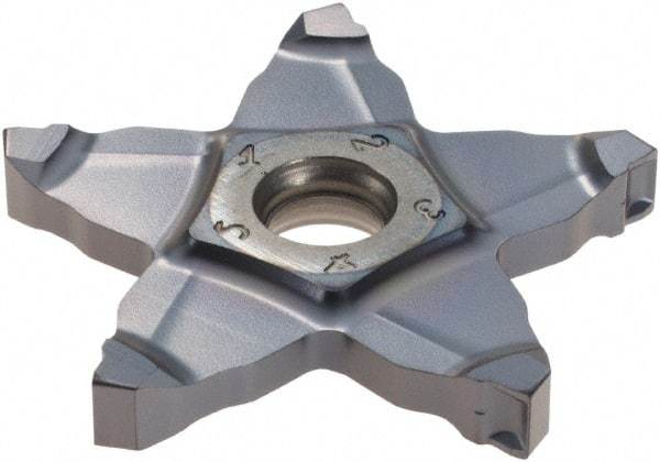 Iscar - PENTA34N400 IC908 Grade, 0.1575" Cutting Width, Carbide Cutoff Insert - Neutral Lead Angle, 0.0118" Cnr Rad, TiAlN Coated - Exact Tool & Supply