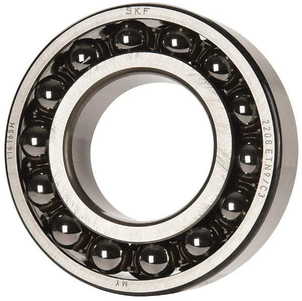 SKF - 40mm Bore Diam, 80mm OD, Open Self Aligning Radial Ball Bearing - 23mm Wide, 2 Rows, Round Bore, 2,250 Lb Static Capacity, 7,170 Lb Dynamic Capacity - Exact Tool & Supply