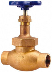 NIBCO - 2-1/2" Pipe, Soldered Ends, Bronze Integral Globe Valve - PTFE Disc, Union Bonnet, 300 psi WOG, 150 psi WSP, Class 150 - Exact Tool & Supply