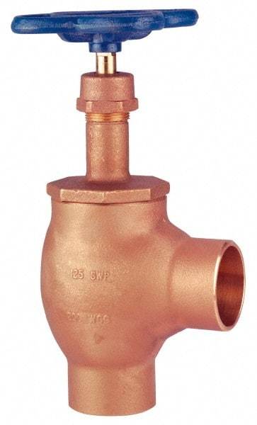 NIBCO - 1-1/4" Pipe, Class 125, Soldered Bronze Renewable Angle Gate Valve - 200 WOG, 125 WSP, Screw-In Bonnet - Exact Tool & Supply