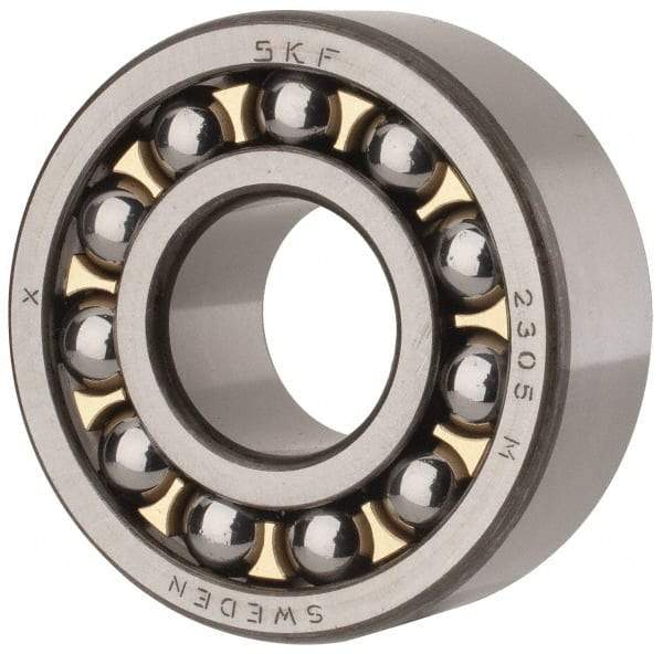 SKF - 25mm Bore Diam, 62mm OD, Open Self Aligning Radial Ball Bearing - 24mm Wide, 2 Rows, Round Bore, 1,470 Lb Static Capacity, 5,440 Lb Dynamic Capacity - Exact Tool & Supply