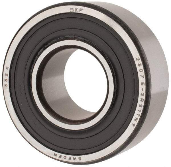 SKF - 35mm Bore Diam, 80mm OD, Double Seal Self Aligning Radial Ball Bearing - 31mm Wide, 2 Rows, Round Bore, 2,520 Lb Static Capacity, 8,930 Lb Dynamic Capacity - Exact Tool & Supply