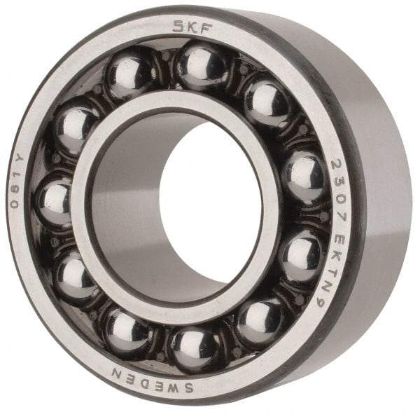 SKF - 35mm Bore Diam, 80mm OD, Open Self Aligning Radial Ball Bearing - 31mm Wide, 2 Rows, Round Bore, 2,520 Lb Static Capacity, 8,930 Lb Dynamic Capacity - Exact Tool & Supply
