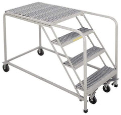 PW Platforms - 3 Step, 360 Inch Overall Height, Serrated Steel Tread, Steel Work Platform - 500 Lb. Load Capacity, 30 Inch Platform Height, 26 Inch Base Width x 61 Inch Base Depth - Exact Tool & Supply