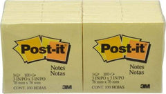 3M - 100 Sheet, 3 x 3", Note Pad/Writing Pad/Notebook - Yellow - Exact Tool & Supply