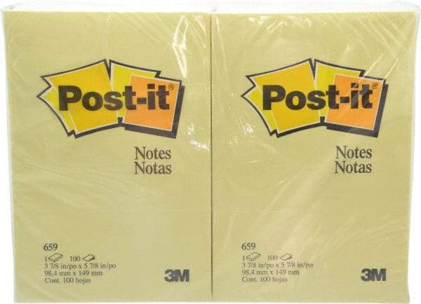 3M - 100 Sheet, 4 x 6", Note Pad/Writing Pad/Notebook - Yellow - Exact Tool & Supply