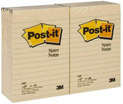 3M - 100 Sheet, 4 x 6", Note Pad/Writing Pad/Notebook - Yellow - Exact Tool & Supply