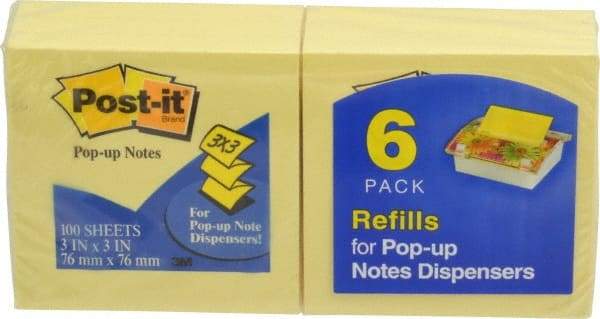 3M - 100 Sheet, 3 x 3", Note Pad/Writing Pad/Notebook - Yellow - Exact Tool & Supply