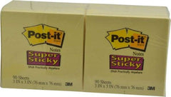 3M - 90 Sheet, 3 x 3", Note Pad/Writing Pad/Notebook - Yellow - Exact Tool & Supply