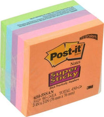 3M - 90 Sheet, 3 x 3", Note Pad/Writing Pad/Notebook - Neon Colors - Exact Tool & Supply