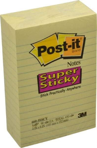 3M - 90 Sheet, 4 x 6", Note Pad/Writing Pad/Notebook - Yellow - Exact Tool & Supply