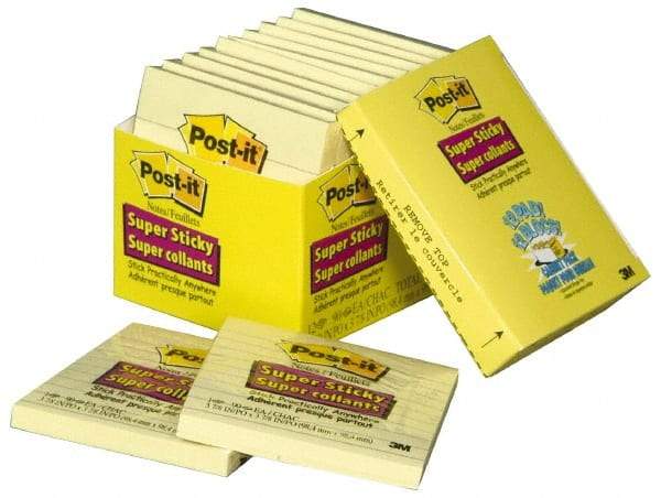 3M - 90 Sheet, 4 x 4", Note Pad/Writing Pad/Notebook - Yellow - Exact Tool & Supply