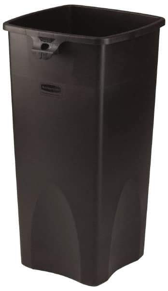 Rubbermaid - 23 Gal Black Square Trash Can - Polyethylene, 30.9" High x 16-1/2" Long x 15-1/2" Wide - Exact Tool & Supply