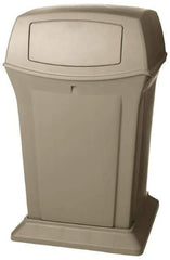 Rubbermaid - 45 Gal Beige Square Trash Can - Polyethylene, 41-1/2" High x 24-7/8" Long x 24-7/8" Wide - Exact Tool & Supply