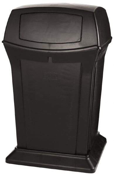 Rubbermaid - 45 Gal Black Square Trash Can - Polyethylene, 41-1/2" High x 24-7/8" Long x 24-7/8" Wide - Exact Tool & Supply